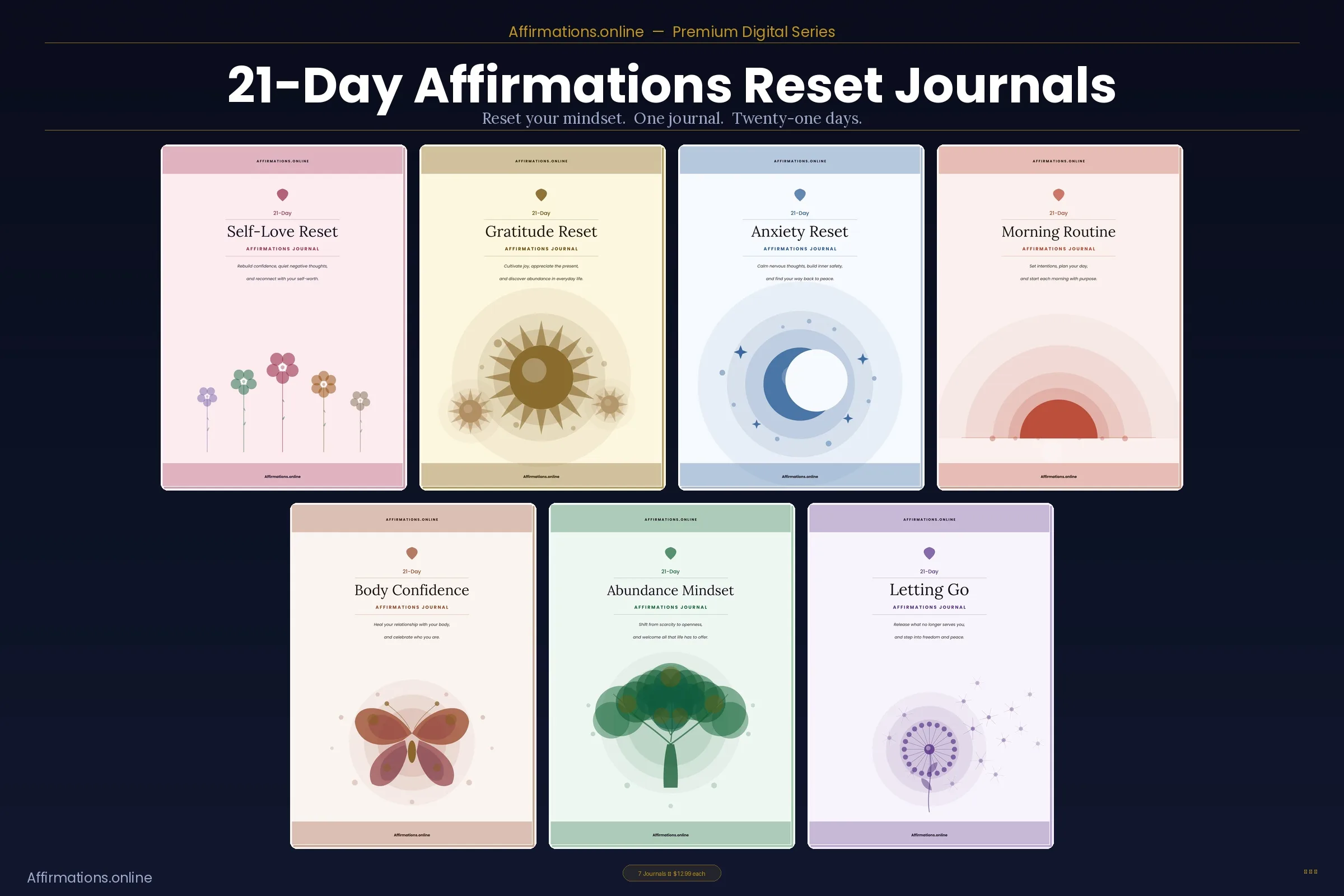 21-Day Affirmations Reset Journals Series Collection