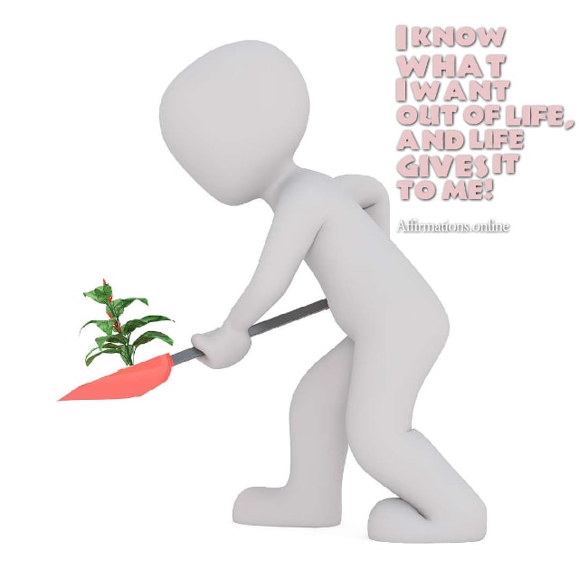 Image affirmation from Affirmations.online - I know what I want out of life, and life gives it to me!
