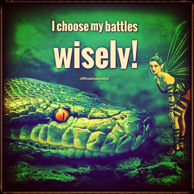 I choose my battles wisely! Positive affirmation from Affirmations.online - I choose my battles wisely!