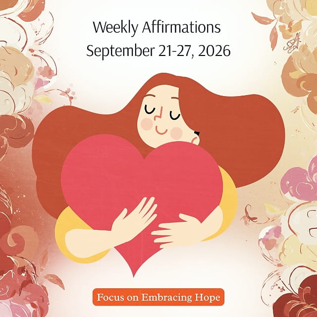 Weekly Positive Affirmations for the Week of September 21-27, 2026 - Theme: Embracing Hope Weekly Positive Affirmations for the Week of September 21-27, 2026, from Affirmations.online - Theme: Embracing Hope - Featured Image